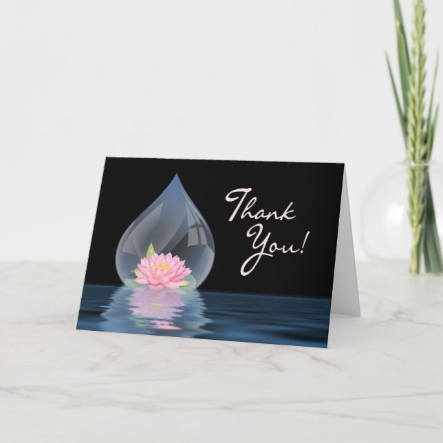 TARJETA DE AGRADECIMIENTO GRACIAS - LOTUS FLOWER EN EL AGUA (Anverso)