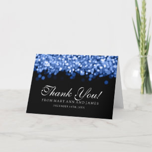 Tarjeta De Agradecimiento "Gracias" Luces Brillantes Azules
