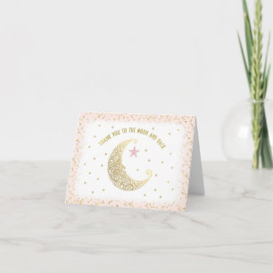 Tarjeta De Agradecimiento Gracias Luna y espalda Twinkle Estrella Rosa