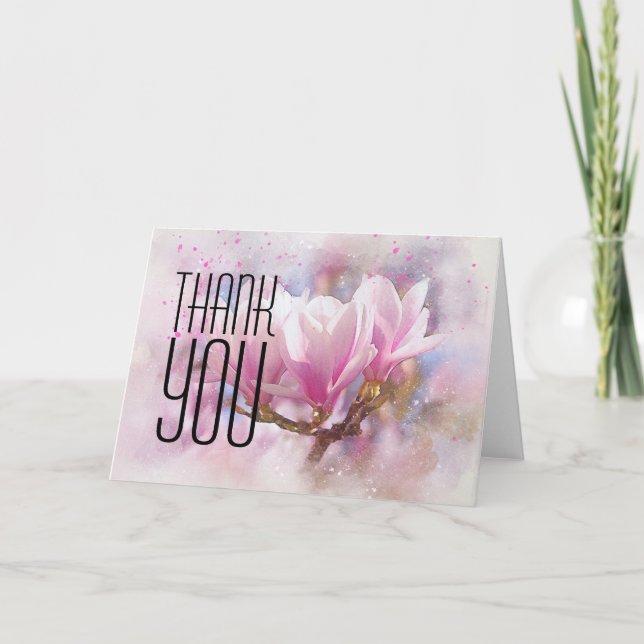 Tarjeta De Agradecimiento Gracias Magnolia Profesional Moda Moderna (Anverso)