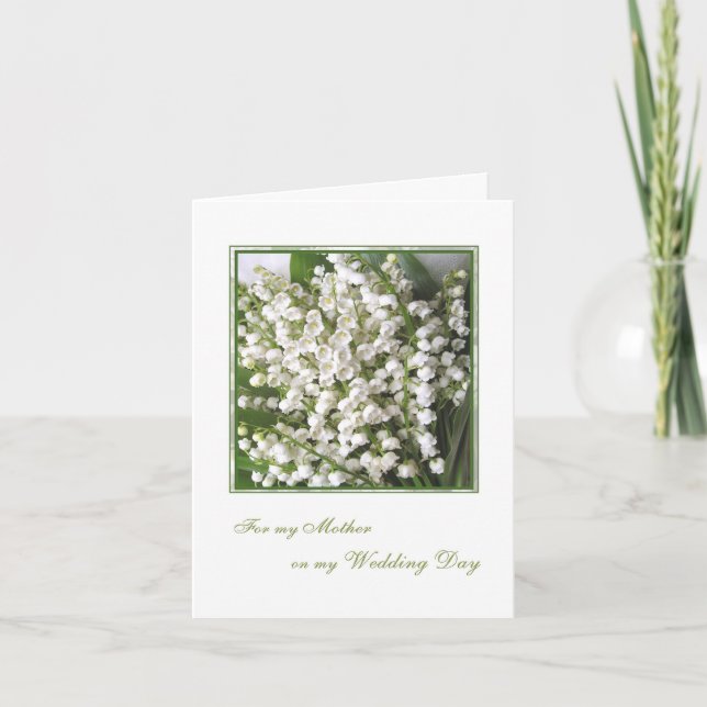 Tarjeta De Agradecimiento Gracias mamá, Boda. Lirio blanco del valle. (Anverso)