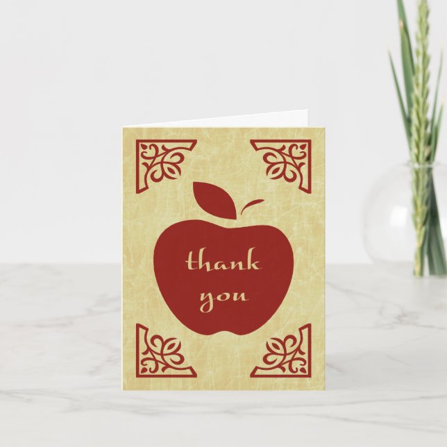 Tarjeta De Agradecimiento gracias manzana elegante (Anverso)