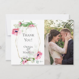 Tarjeta De Agradecimiento GRACIAS | Marco de FOTOS Botánico de Amapolas Rosa