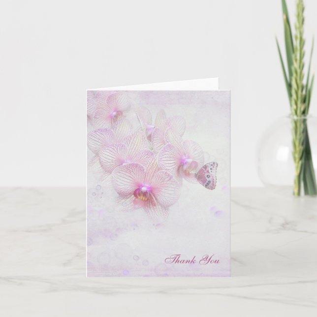 Tarjeta De Agradecimiento gracias mariposa en orquídea (Anverso)