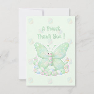 Tarjeta De Agradecimiento Gracias Mariposa Malvavisco Verde Menta Cumple Beb