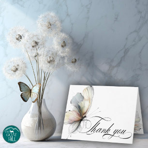 Tarjeta De Agradecimiento GRACIAS Mariposas Elegantes de Tinta Abstracta Pas