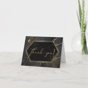 Tarjeta De Agradecimiento GRACIAS   Mármol negro y oro elegante