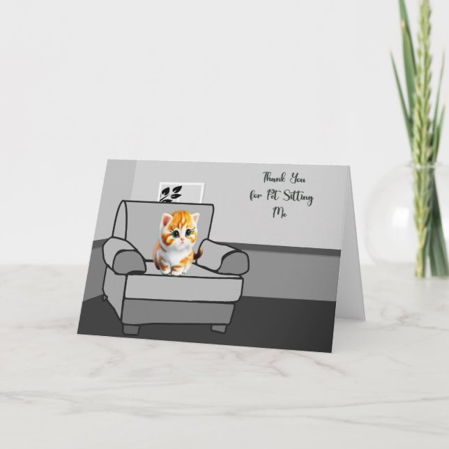 Tarjeta De Agradecimiento Gracias Mascota Sitter de Kitten (Anverso)
