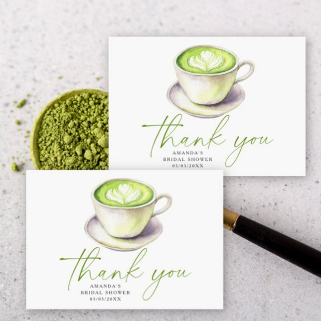 Tarjeta De Agradecimiento Gracias Matcha Tea Bridal (Subido por el creador)