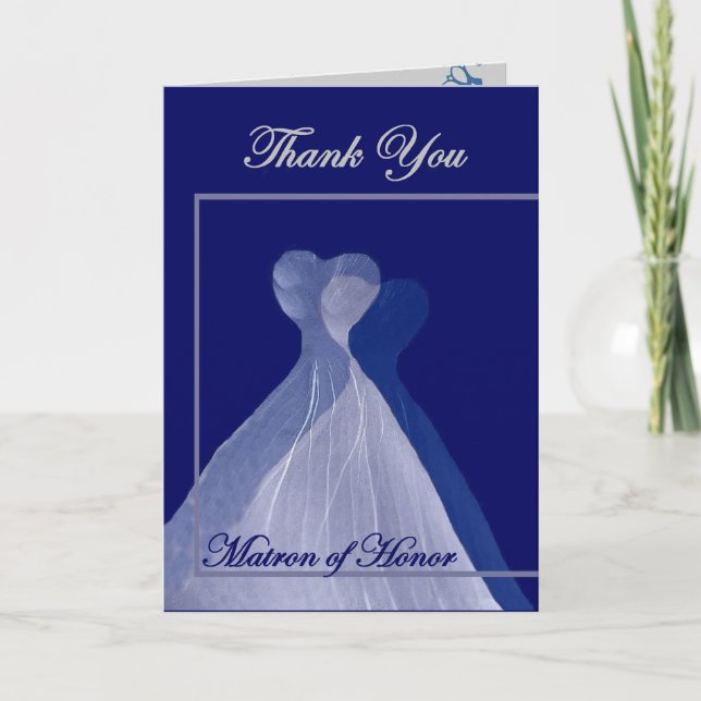 Tarjeta De Agradecimiento GRACIAS matrona del honor - vestidos AZULES (Anverso)