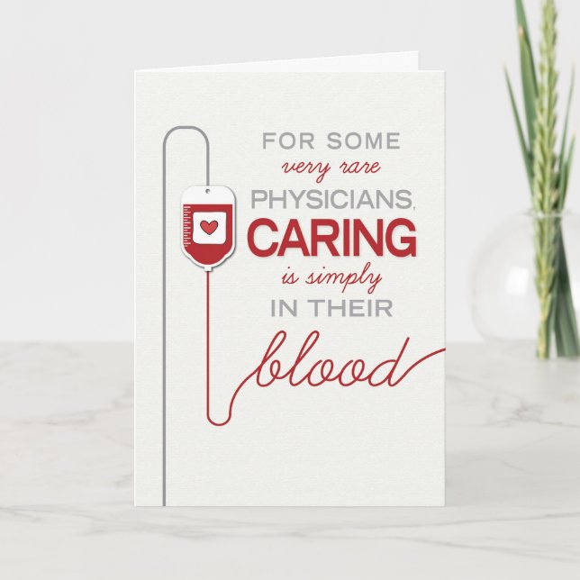 Tarjeta De Agradecimiento Gracias médica - Cuidar está en su sangre Gracias (Anverso)
