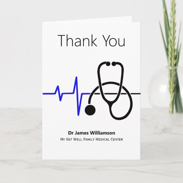 Tarjeta De Agradecimiento Gracias Médica Heartbeat Stethoscope (Anverso)