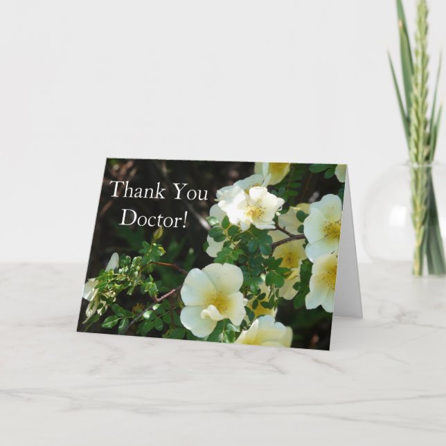 Tarjeta De Agradecimiento Gracias Médico-Bonito Floral Amarilla (Anverso)
