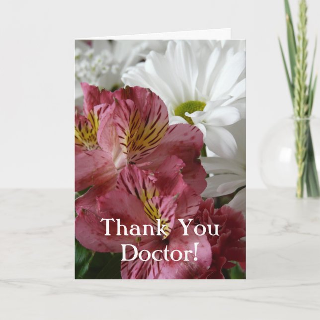 Tarjeta De Agradecimiento Gracias Médico-Bonito Floral/Personalizar (Anverso)