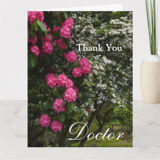 Tarjeta De Agradecimiento Gracias Médico-Pink y Floral/Jardín Blanco