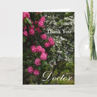 Tarjeta De Agradecimiento Gracias Médico-Pink y Floral/Jardín Blanco