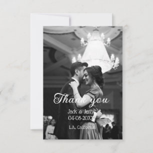 Tarjeta De Agradecimiento Gracias mensaje de nombre de pareja de boda simple