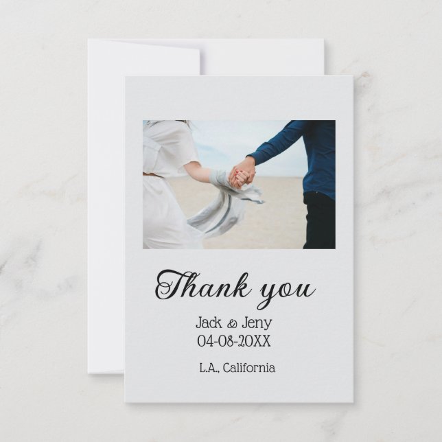 Tarjeta De Agradecimiento Gracias mensaje de nombre de pareja de boda simple (Anverso)