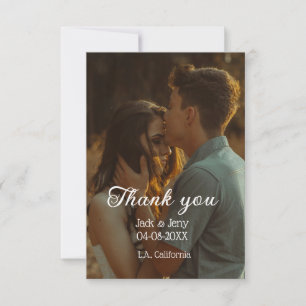 Tarjeta De Agradecimiento Gracias mensaje de nombre de pareja de boda simple