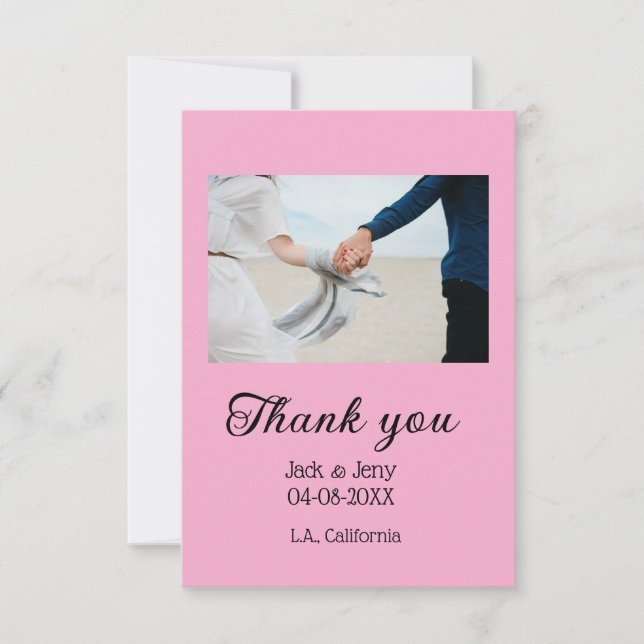 Tarjeta De Agradecimiento Gracias mensaje de nombre de pareja de boda simple (Anverso)