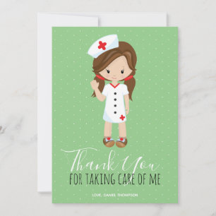 Tarjeta De Agradecimiento Gracias Mint Green Script Marrón Enfermera
