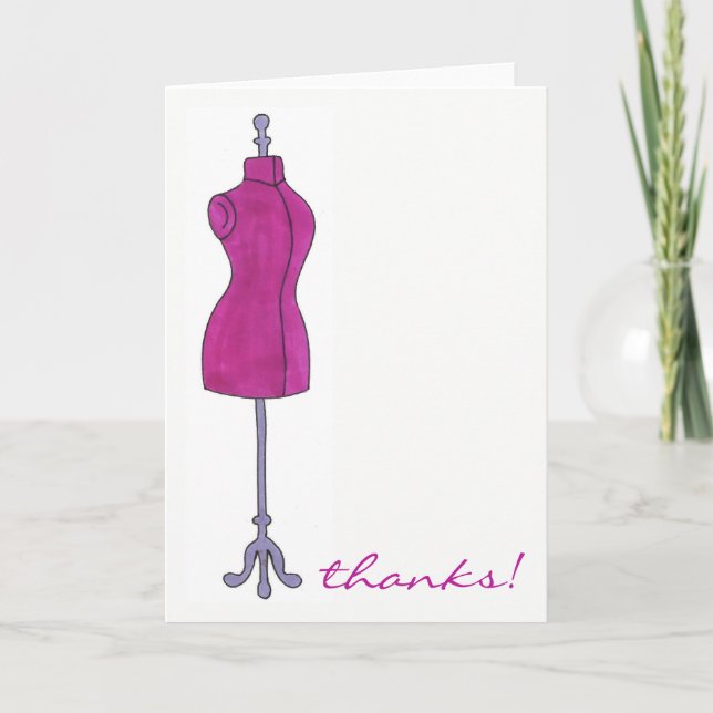 Tarjeta De Agradecimiento Gracias Moda Costume de costura Dressform Mannequi (Anverso)