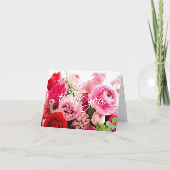 Tarjeta De Agradecimiento Gracias Moda de Rosas de acuarela manuscritos (Anverso)