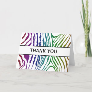 Tarjeta De Agradecimiento ¡Gracias! Modelos coloridos de la cebra del animal