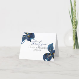 Tarjeta De Agradecimiento Gracias | Moderno Índigo Azul Profundo y Dorado