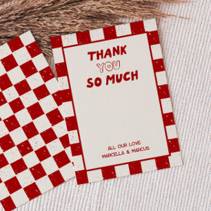 Tarjeta De Agradecimiento Gracias moderno italiano a cuadros rojos