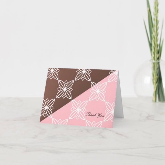 Tarjeta De Agradecimiento Gracias moderno rosa y chocolate (Anverso)