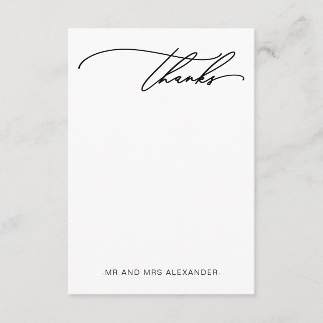 Tarjeta De Agradecimiento Gracias Modernos Elegantes en Blanco y Negro (Anverso)