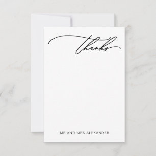 Tarjeta De Agradecimiento Gracias modernos elegantes en negro y blanco
