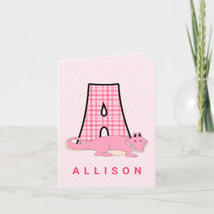 Tarjeta De Agradecimiento Gracias Monograma A rosado para niños