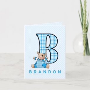 Tarjeta De Agradecimiento Gracias Monograma Azul B para niños