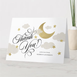 Tarjeta De Agradecimiento Gracias Moon Stars Cloud Baby Shower