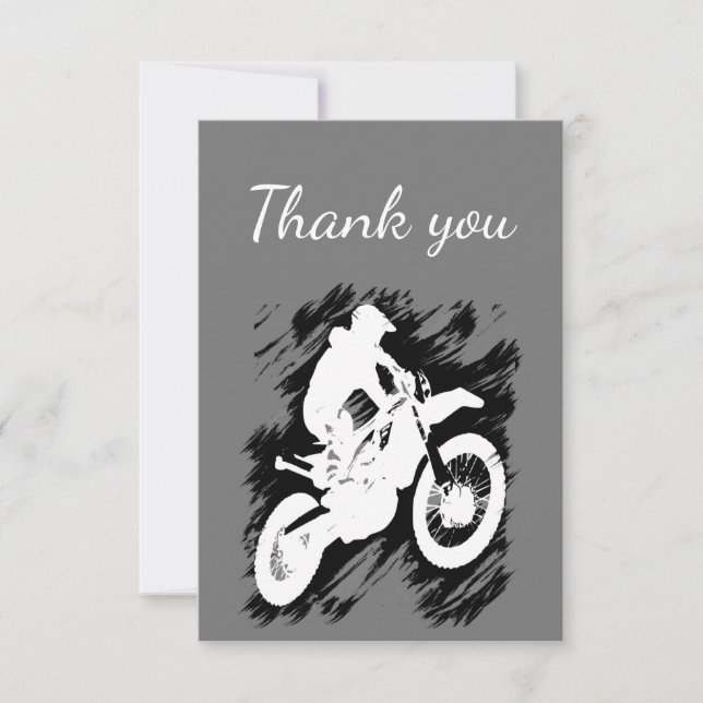 Tarjeta De Agradecimiento Gracias Motocross Motocross ciclismo de Carreras (Anverso)
