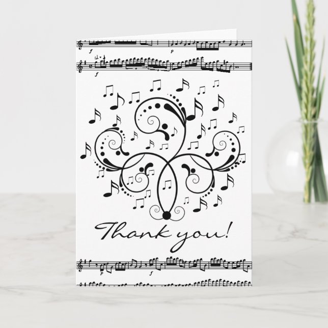 Tarjeta De Agradecimiento Gracias música (Anverso)