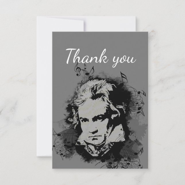 Tarjeta De Agradecimiento Gracias Músico Beethoven Piano (Anverso)
