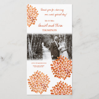 Tarjeta De Agradecimiento Gracias Naranja Autumt Fall Blooms Boda Foto