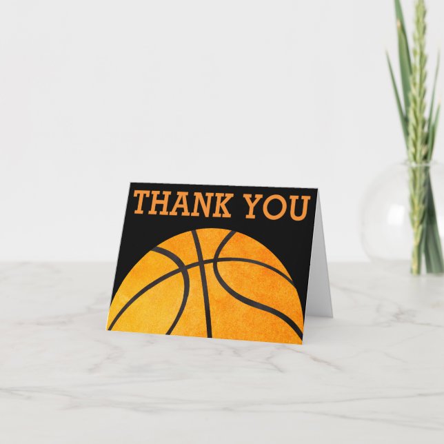 Tarjeta De Agradecimiento Gracias Naranja Baloncesto Deportes Niños Naranja (Anverso)