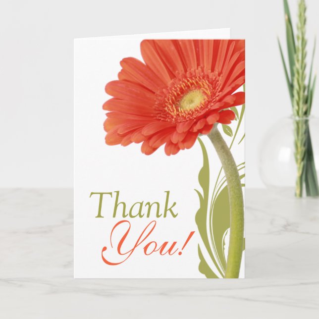 Tarjeta De Agradecimiento Gracias | Naranja Gerbera Daisy (Anverso)