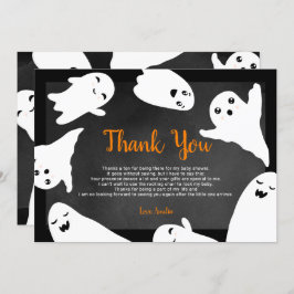 Tarjeta De Agradecimiento Gracias naranja negro Halloween bebé fantasma duch