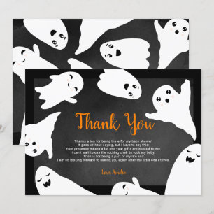 Tarjeta De Agradecimiento Gracias naranja negro Halloween bebé fantasma duch