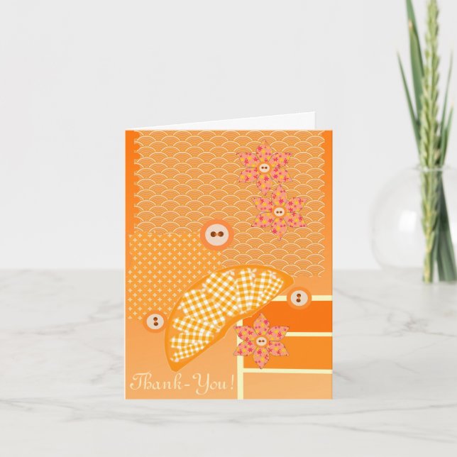 Tarjeta De Agradecimiento Gracias Naranja Patchwork Decorative Scrapbook (Anverso)