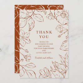 Tarjeta De Agradecimiento Gracias Naranja quemado Baby Shower botánico