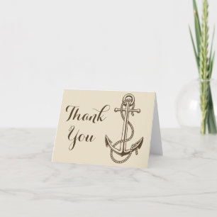 Tarjeta De Agradecimiento Gracias Náuticos Barco Ancla Tan Boda / Fiesta