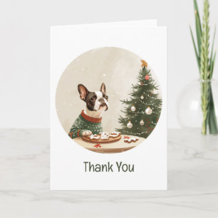 Tarjeta De Agradecimiento Gracias Navidad Boston Terrier Perro