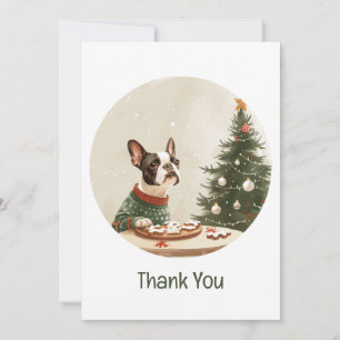 Tarjeta De Agradecimiento Gracias Navidad Boston Terrier Perro