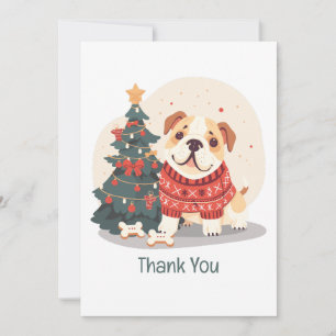 Tarjeta De Agradecimiento Gracias Navidad Bulldog Inglés